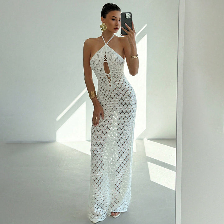 Damen Häkel-Maxikleid mit tiefer Ausschnitt Echo Archiv