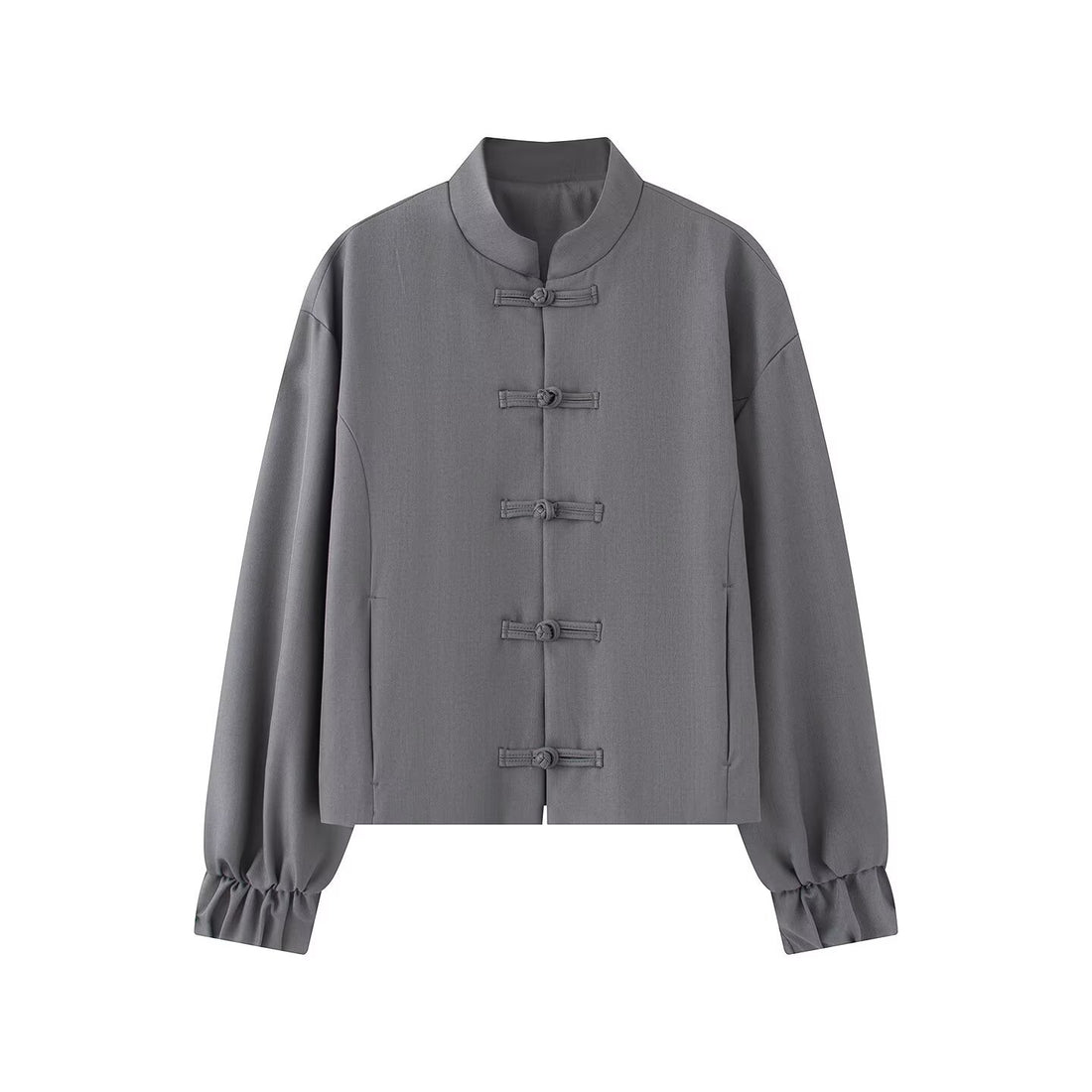 Damen Kurze Boxy‑Jacke mit Stehkragen und Knotenverschluss-Details Echo Archiv