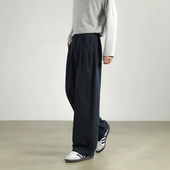 Damen Weite High‑Waist Stoffhose mit Bundfalten und elastischem Saum Echo Archiv