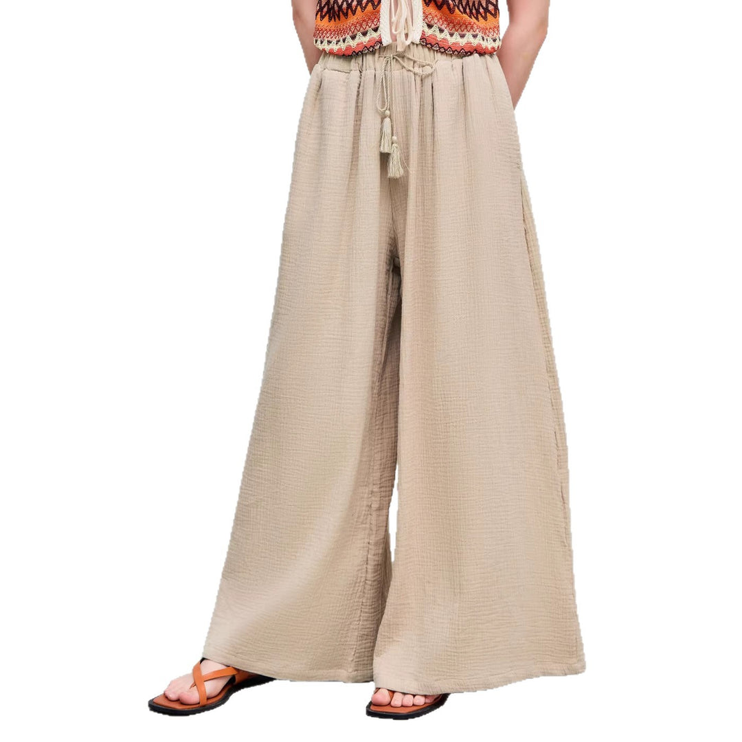 Damen weite Sommerhose im lässigen Boho-Stil mit elastischem Bund und seitlichen Taschen Echo Archiv