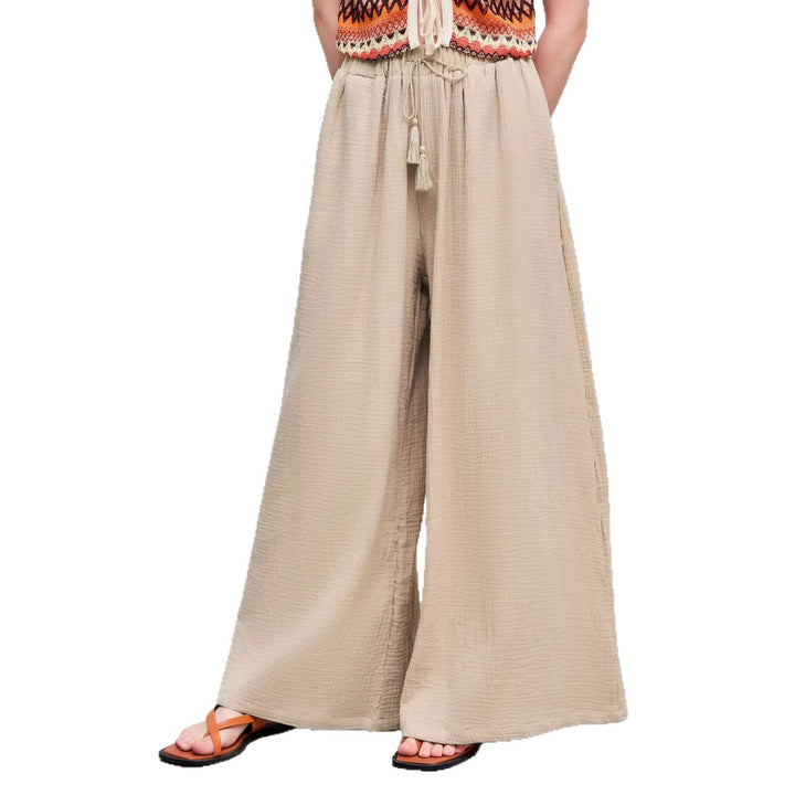 Damen weite Sommerhose im lässigen Boho-Stil mit elastischem Bund und seitlichen Taschen Echo Archiv
