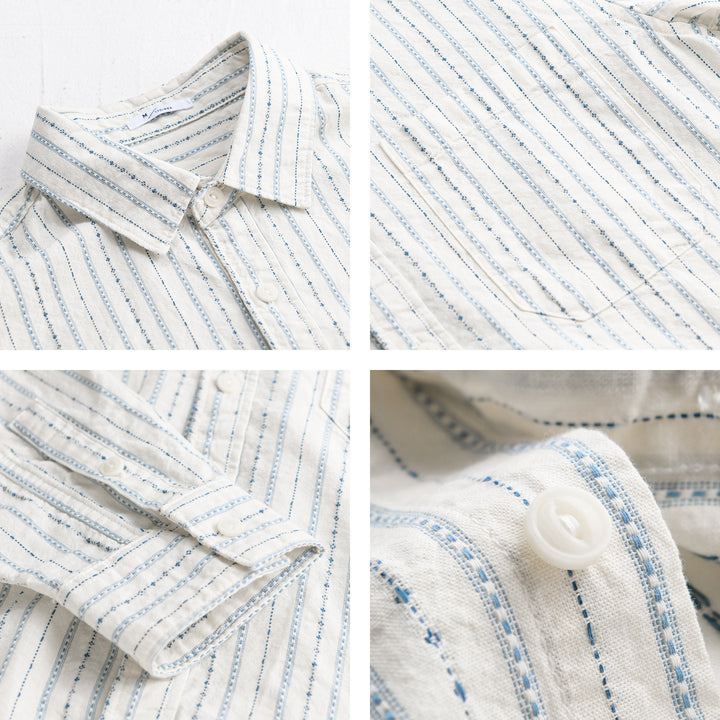 Herren Gestreiftes Overshirt aus Baumwollmix mit Brusttasche und Relaxed-Fit Echoarchiv