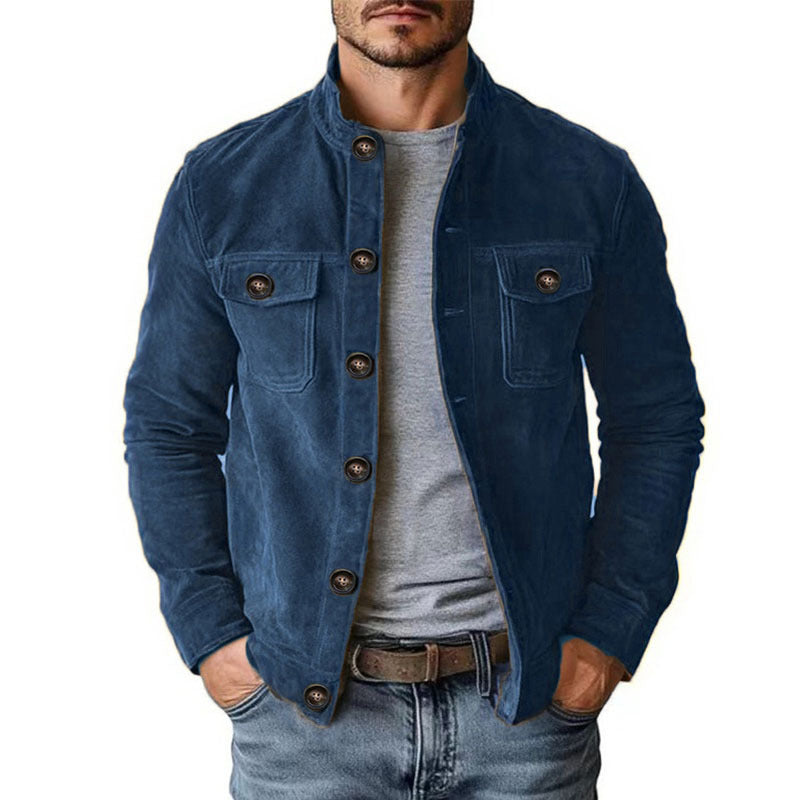 Herren nan robuste Wildlederjacke mit Stehkragen und Knopfverschluss Echo Archiv