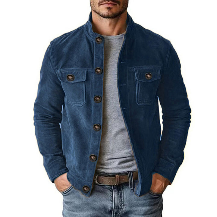 Herren nan robuste Wildlederjacke mit Stehkragen und Knopfverschluss Echo Archiv