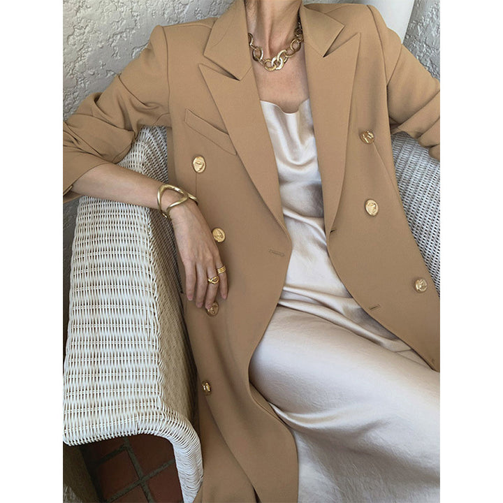 Damen Eleganter Doppeltbreasted Trenchcoat mit Taillengürtel Echoarchiv