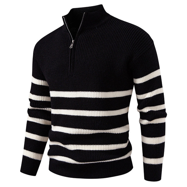 Herren modischer Rollkragenpullover mit strukturiertem Design und halbem Reißverschluss Echoarchiv
