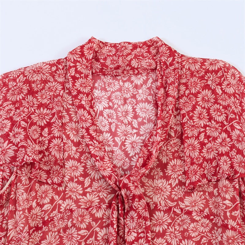 Damen Maxikleid mit verspieltem Blumenmuster und asymmetrischem Saum Echo Archiv