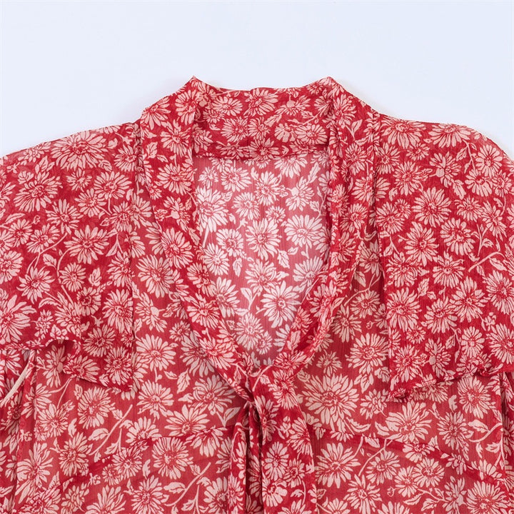 Damen Maxikleid mit verspieltem Blumenmuster und asymmetrischem Saum Echo Archiv