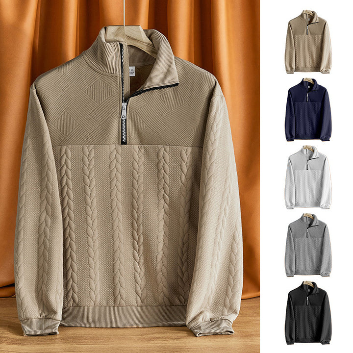 Herren Strickpullover mit hohem Kragen und strukturiertem Design Echoarchiv