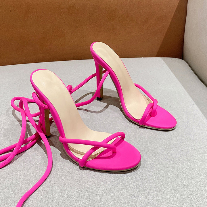 Damen nan Riemchen-Sandalette mit gewundenen Schnürriemen, schlankem Stilettoabsatz und gepolstertem Komfortfußbett Echo Archiv