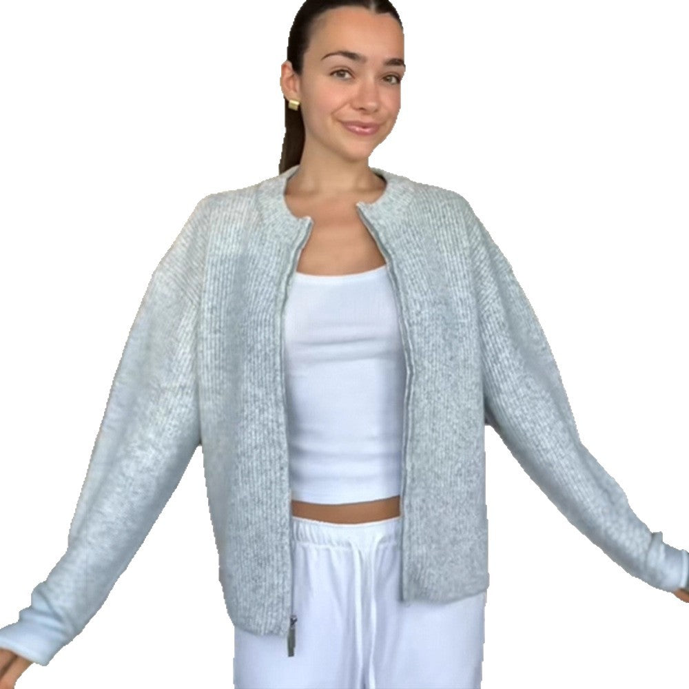 Damen Grobstrick‑Zipper‑Cardigan mit Oversize‑Schnitt Echoarchiv