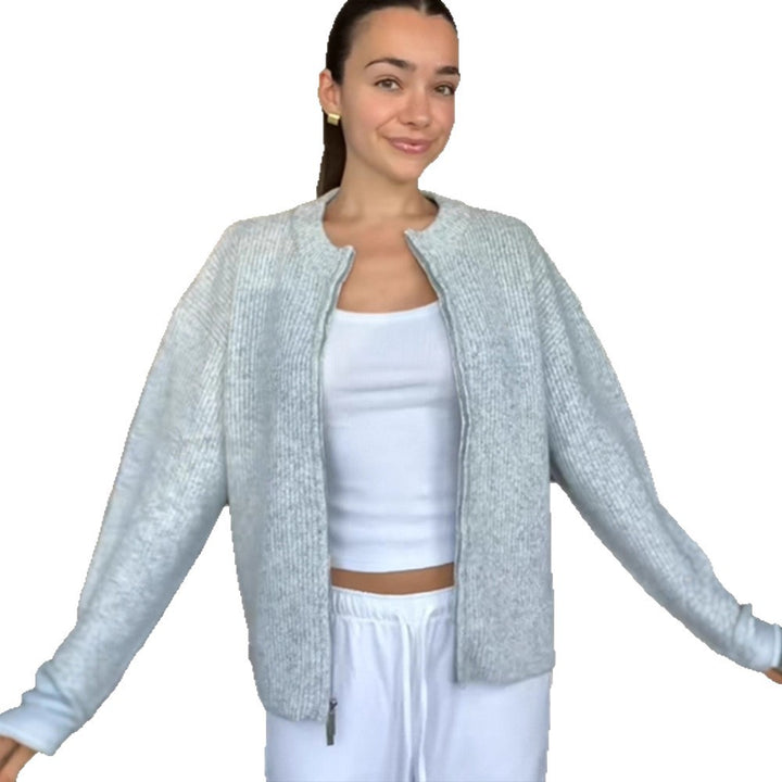 Damen Grobstrick‑Zipper‑Cardigan mit Oversize‑Schnitt Echoarchiv