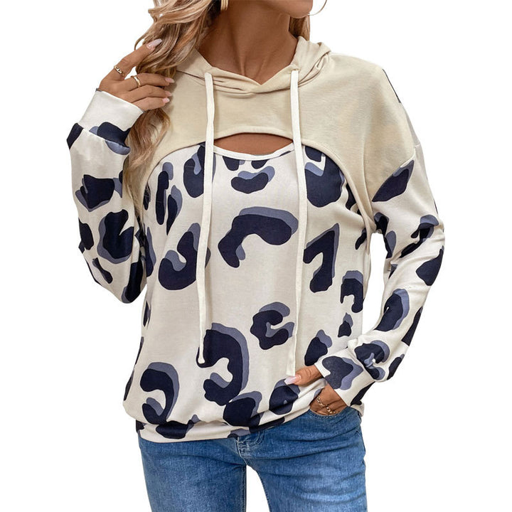 Damen Modisches Sweatshirt mit Leopardendruck Echo Archiv