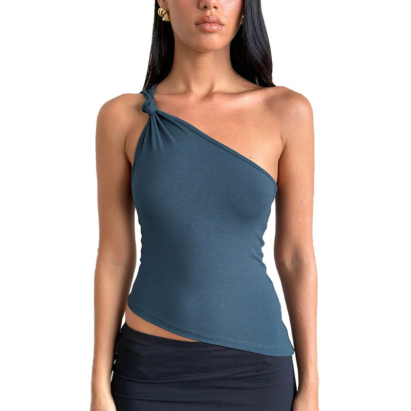 Damen asymmetrisches Trägershirt mit elegantem Knoten-Detail Echo Archiv