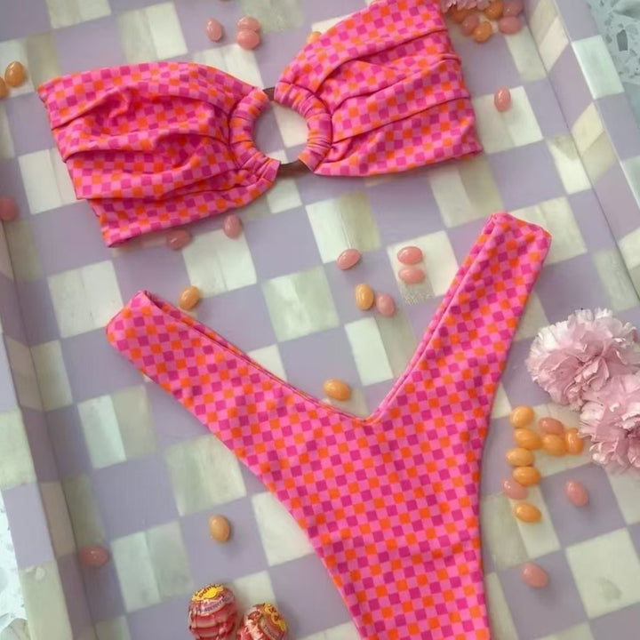 Damen Bandeau-Bikini mit Blumenmuster und Schlaufen-Detail Echo Archiv