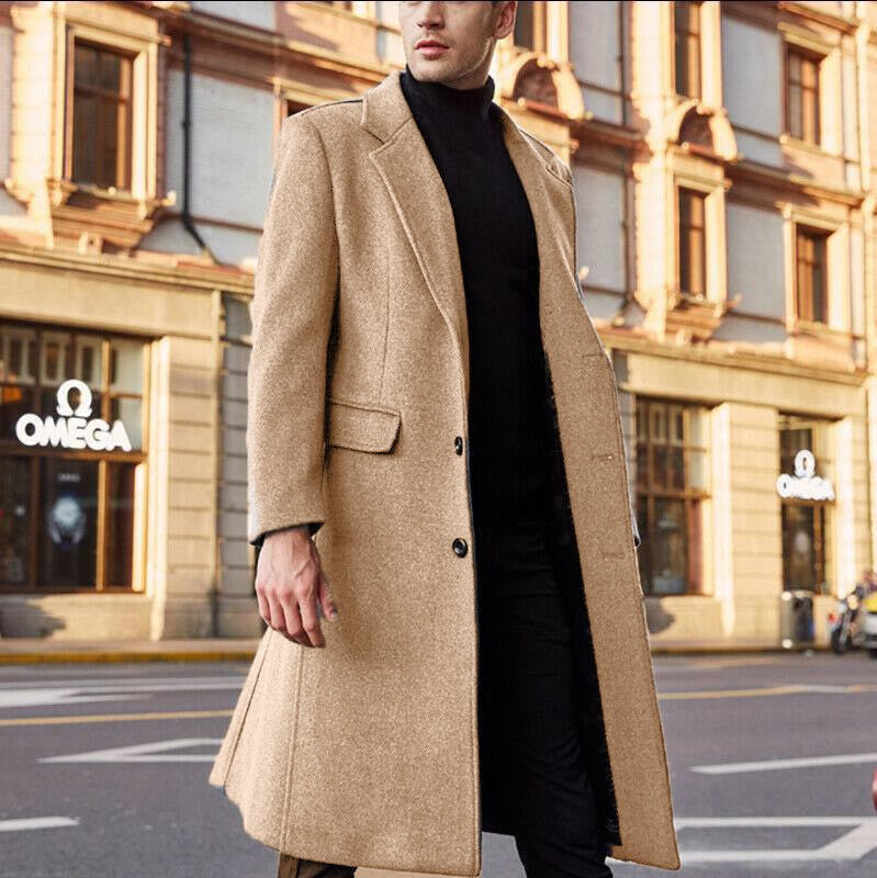 Herren eleganter lang geschnittener Wollmantel Echoarchiv