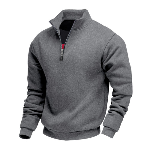 Herren Fleece-Pullover mit halbem Reißverschluss und elastischen Bündchen Echoarchiv
