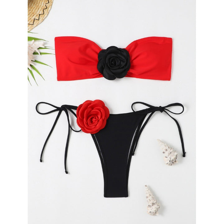 Damen Bandeau-Bikini mit floralem Detail und verstellbaren Trägern Echo Archiv
