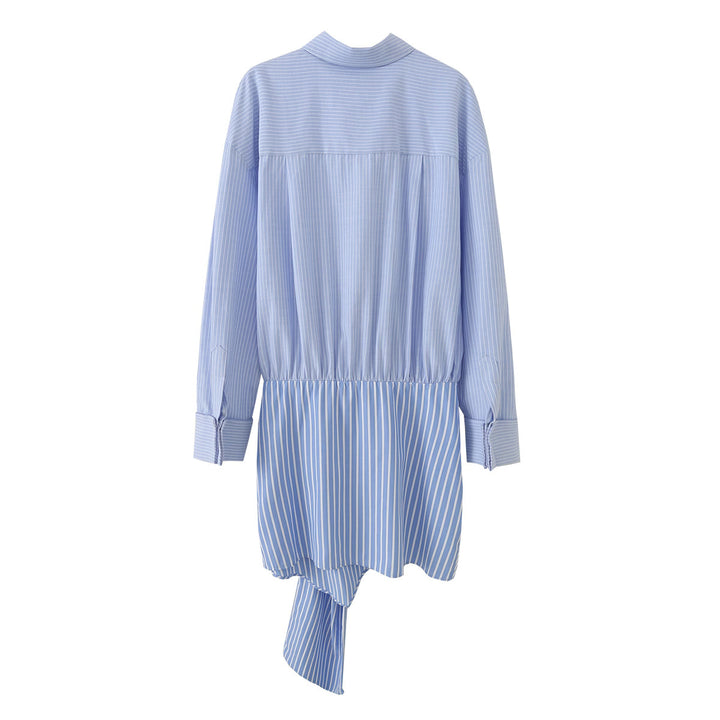 Damen Asymmetrisches Hemdblusenkleid mit seitlicher Knotendetail und Oversize-Passform Echoarchiv