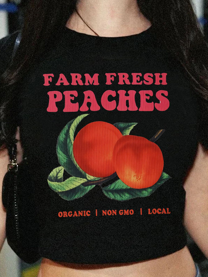 Damen Crop-T-Shirt mit inspirierendem Statementdruck Echo Archiv