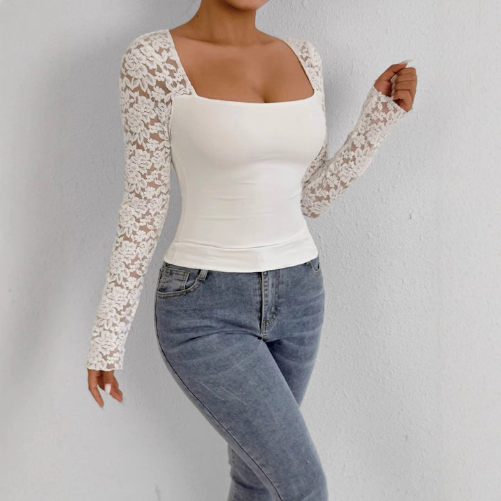 Damen Elegantes Oberteil mit Spitzenärmeln Echo Archiv