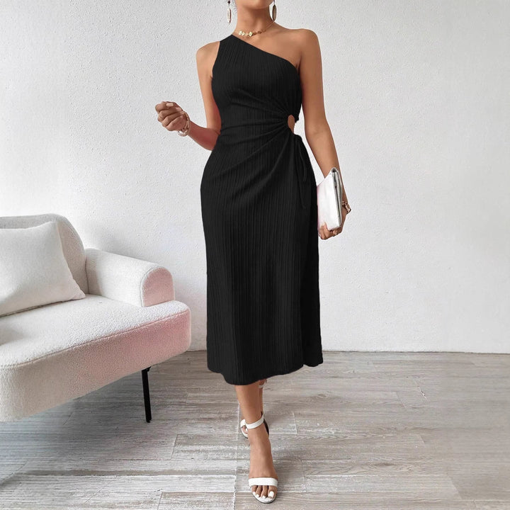 Damen Einseitig geschnittenes Midikleid mit Rippstruktur, Cut-Out und seitlichem Schlitz Echo Archiv