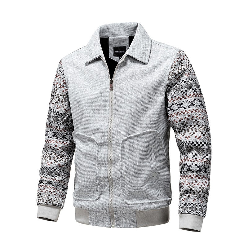 Herren Strick-Blousonjacke mit Reißverschluss, geripptem Saum & Norwegerärmeln Echoarchiv