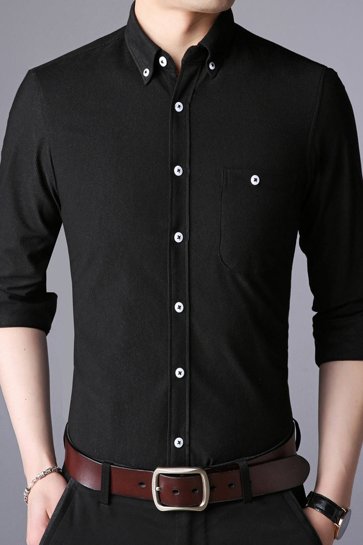 Herren Langarmhemd mit klassischem Button-Down-Kragen Echoarchiv