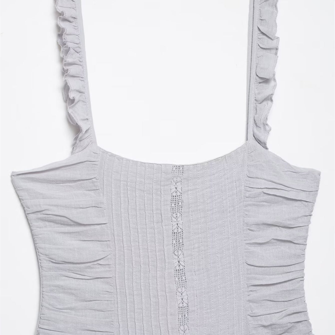 Damen sommerliches Minikleid mit feinen Rüschendetails und strukturierter Passform Echo Archiv