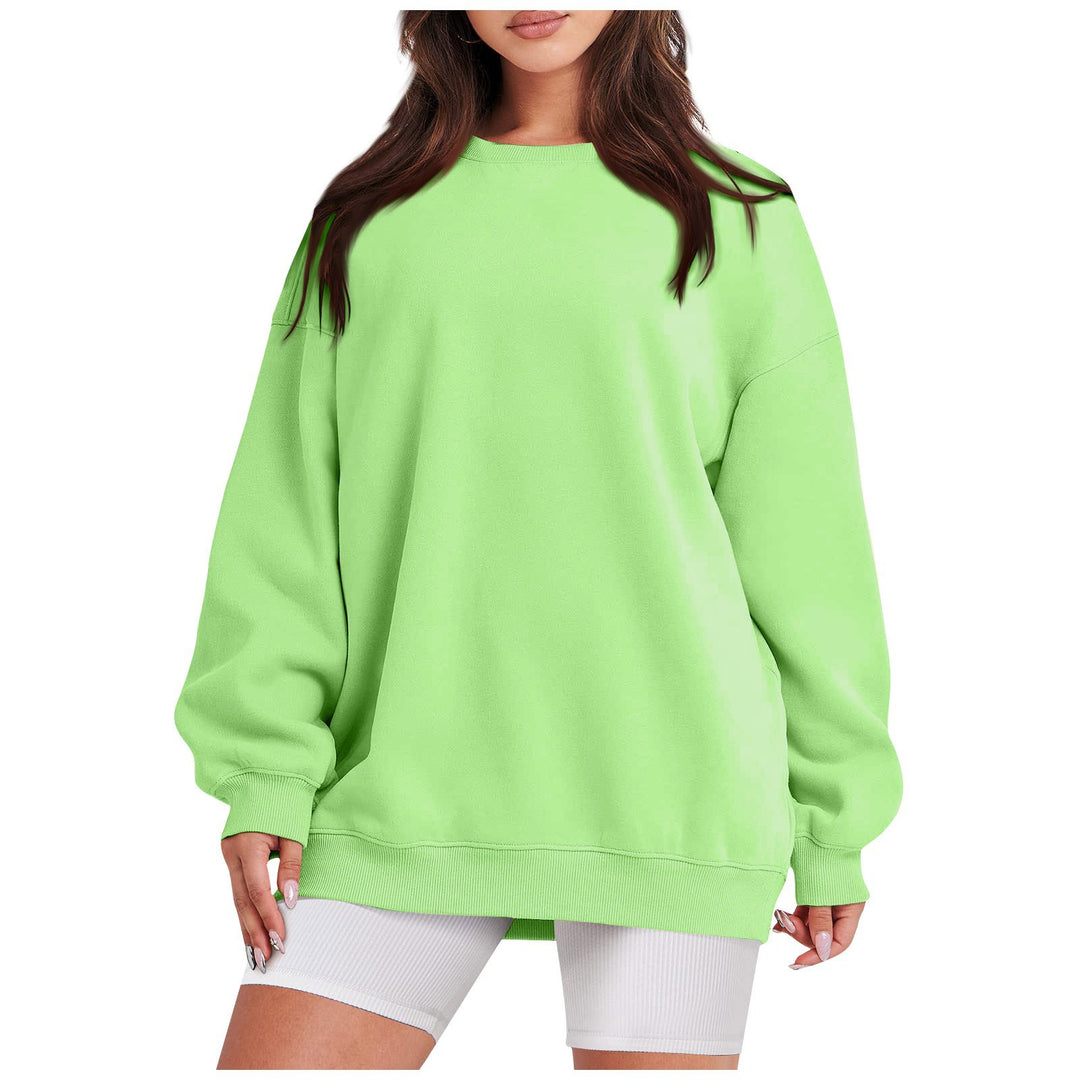 Damen nan Longline-College-Sweatshirt mit geripptem Saum, Raglanärmeln und angerauter Innenseite Echo Archiv