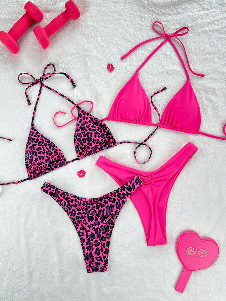 Damen Triangel-Bikini mit verspieltem Leopardenmuster und modischen Trägern Echo Archiv