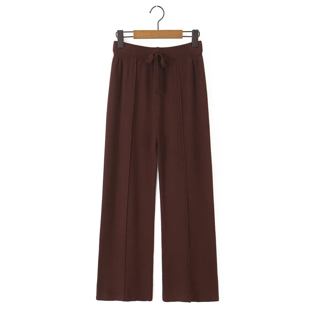 Damen weite Strickhose mit hoher Taille, sichtbarer Bügelfalte und Kordelzugbund Echo Archiv
