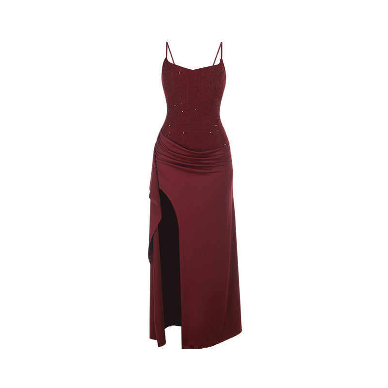 Damen Abendkleid mit raffinierten Rüschendetails und hohem Schlitz Echoarchiv