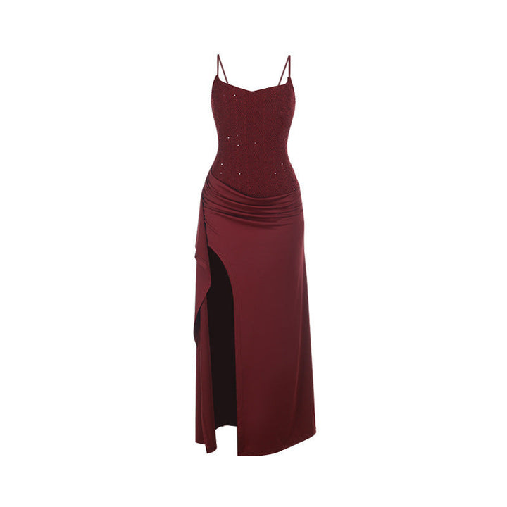 Damen Abendkleid mit raffinierten Rüschendetails und hohem Schlitz Echoarchiv