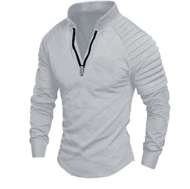Herren Sportliches Langarmshirt mit stehendem Kragen und Reißverschluss Echoarchiv