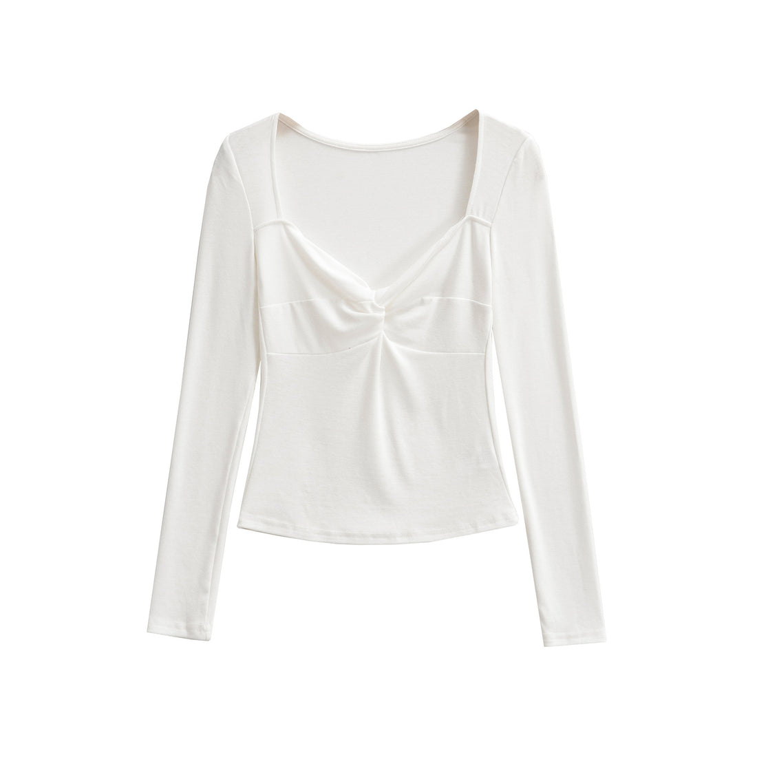 Damen Langarmshirt mit Drehknoten-Detail figurformendem Büstenteil und weiter Ausschnitt Echoarchiv