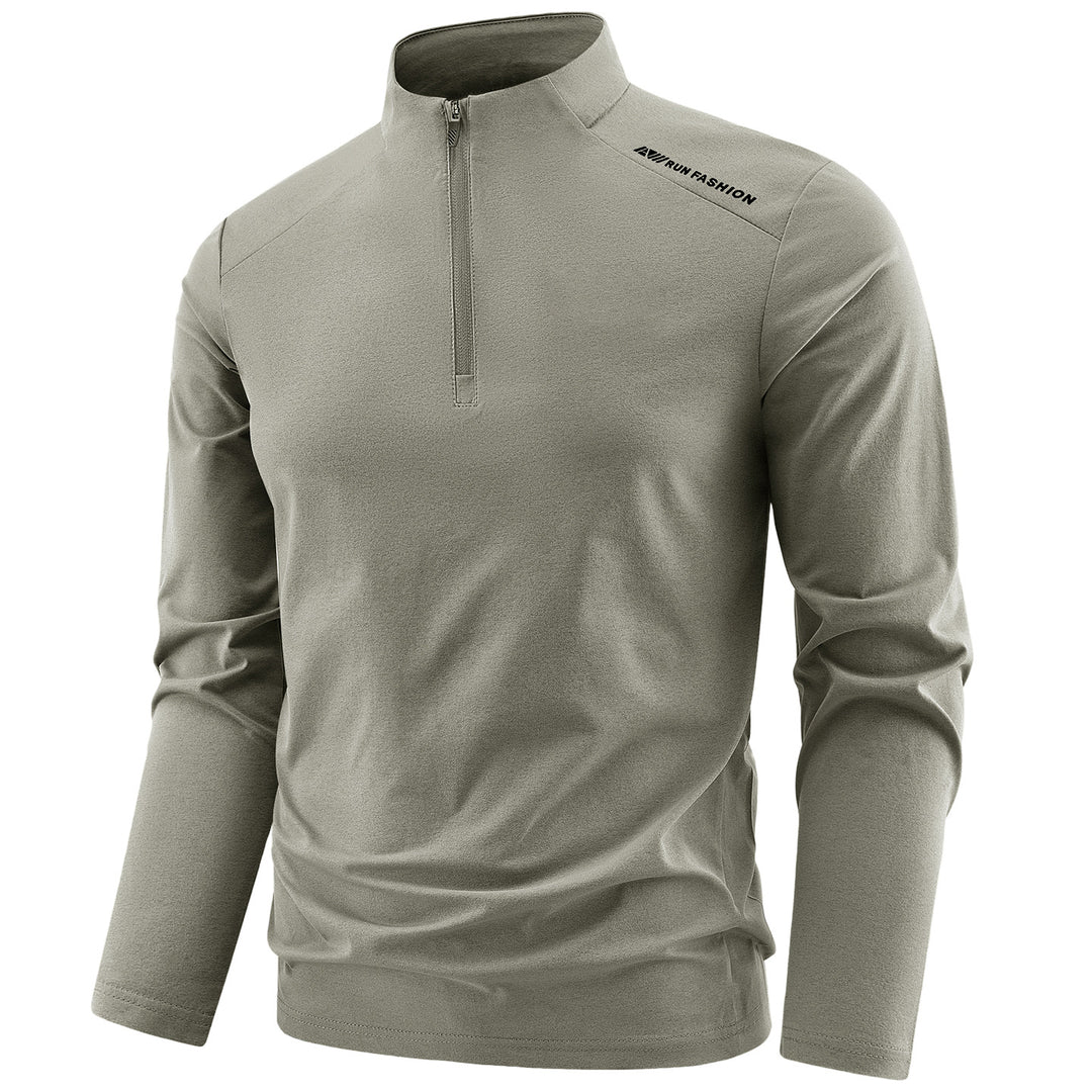 Herren Langarm-Performance-Halbzip-Trainingsshirt mit Stehkragen und atmungsaktivem Funktionsmaterial Echoarchiv