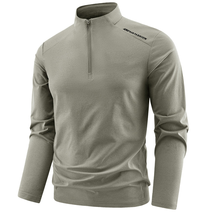 Herren Langarm-Performance-Halbzip-Trainingsshirt mit Stehkragen und atmungsaktivem Funktionsmaterial Echoarchiv