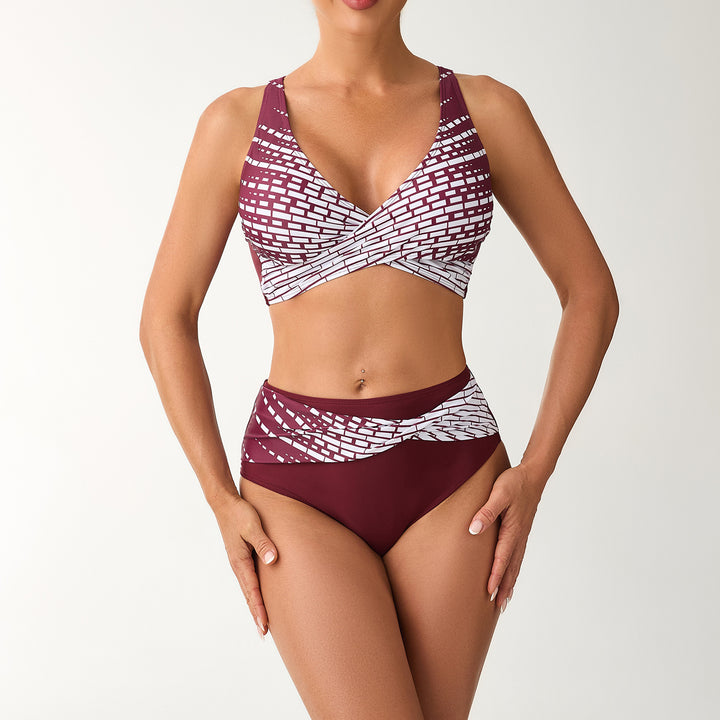 Damen Hochgeschnittener Sport-Bikini mit grafischem Muster Echo Archiv