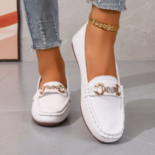 Damen elegante Mokassin-Slipper mit Zierkettchen und gepolstertem Komfortfußbett Echo Archiv