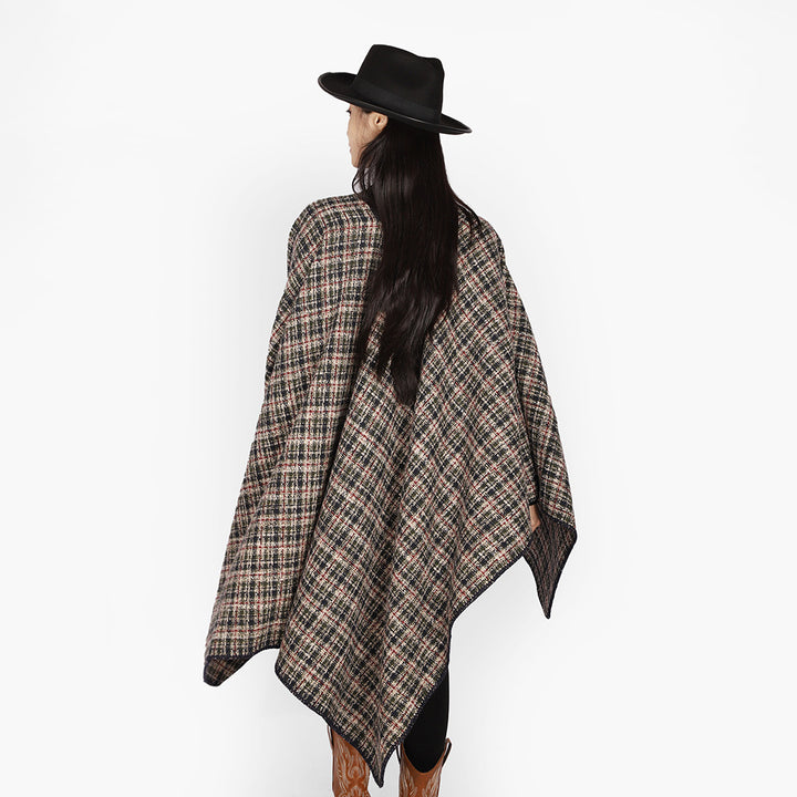 Damen Tweed-Cape mit V-Ausschnitt und Bouclé‑Struktur Echo Archiv