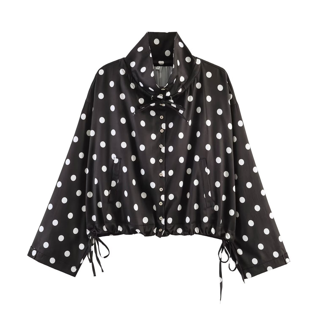 Damen Leichte Windjacke mit Stehkragen, Bindeschleife und Kordelzug Echo Archiv