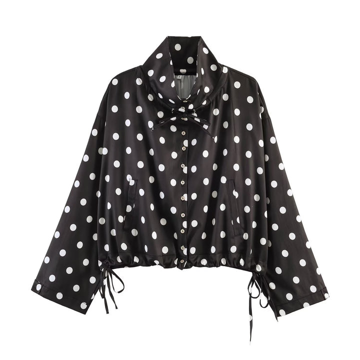 Damen Leichte Windjacke mit Stehkragen, Bindeschleife und Kordelzug Echo Archiv