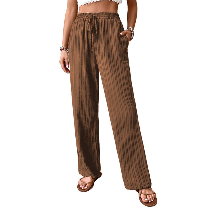 Damen Plissierte Leichte Weite-Hose mit Gummibund und Seitentaschen Echoarchiv