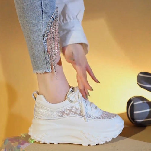 Damen Modische Chunky Sneakers mit luftiger Mesh-Oberfläche und verstärktem Fersenbereich Echo Archiv