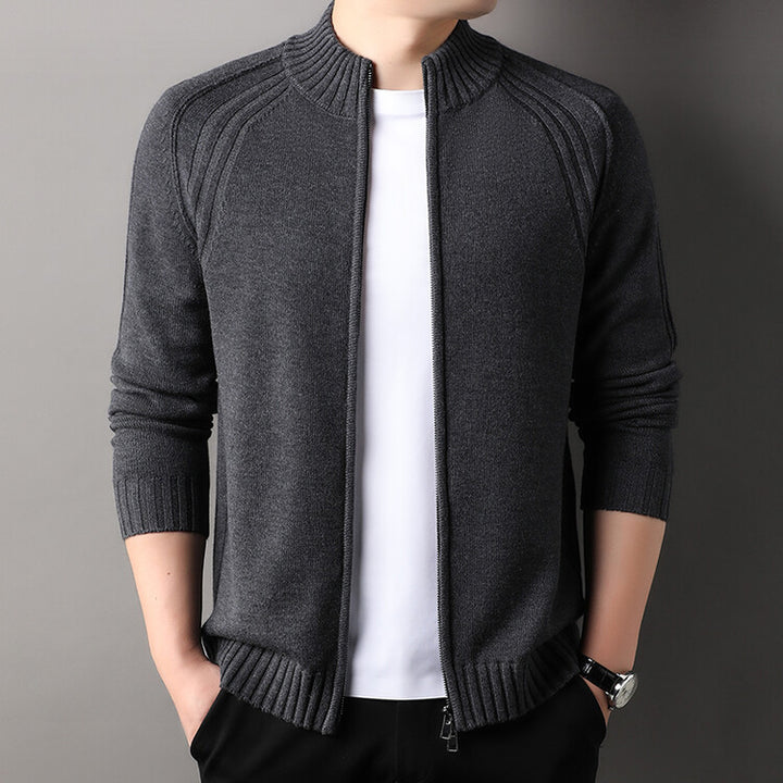 Herren Strickjacke mit Reißverschluss und hohen Kragen Echoarchiv