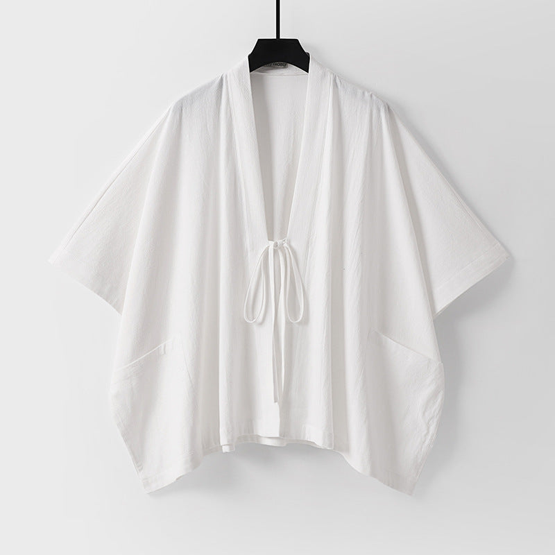 Damen Oversize Kimono-Cardigan mit Bindeband und aufgesetzten Taschen Echoarchiv
