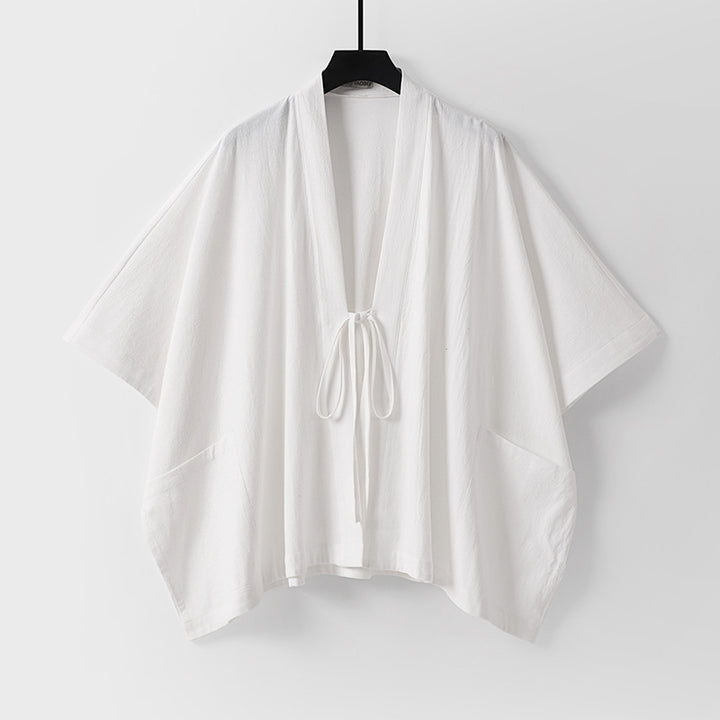 Damen Oversize Kimono-Cardigan mit Bindeband und aufgesetzten Taschen Echoarchiv