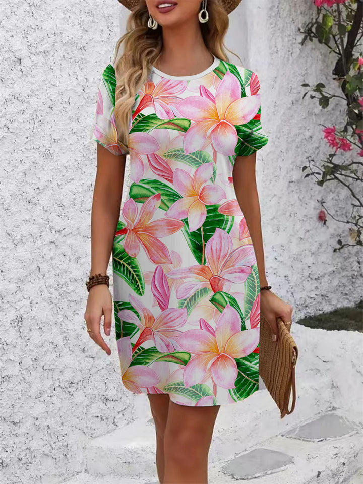 Damen komfortables Freizeitkleid mit lebhaftem Blumenmuster und lockerer Passform Echo Archiv