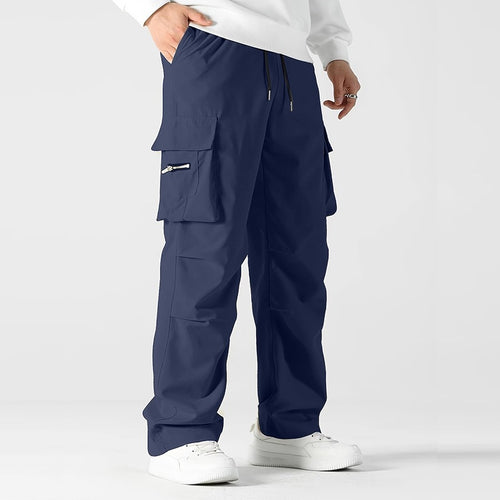 Herren weite Utility-Cargohose mit Tunnelzugbund, Knieabnähern und Multifachtaschen Echo Archiv